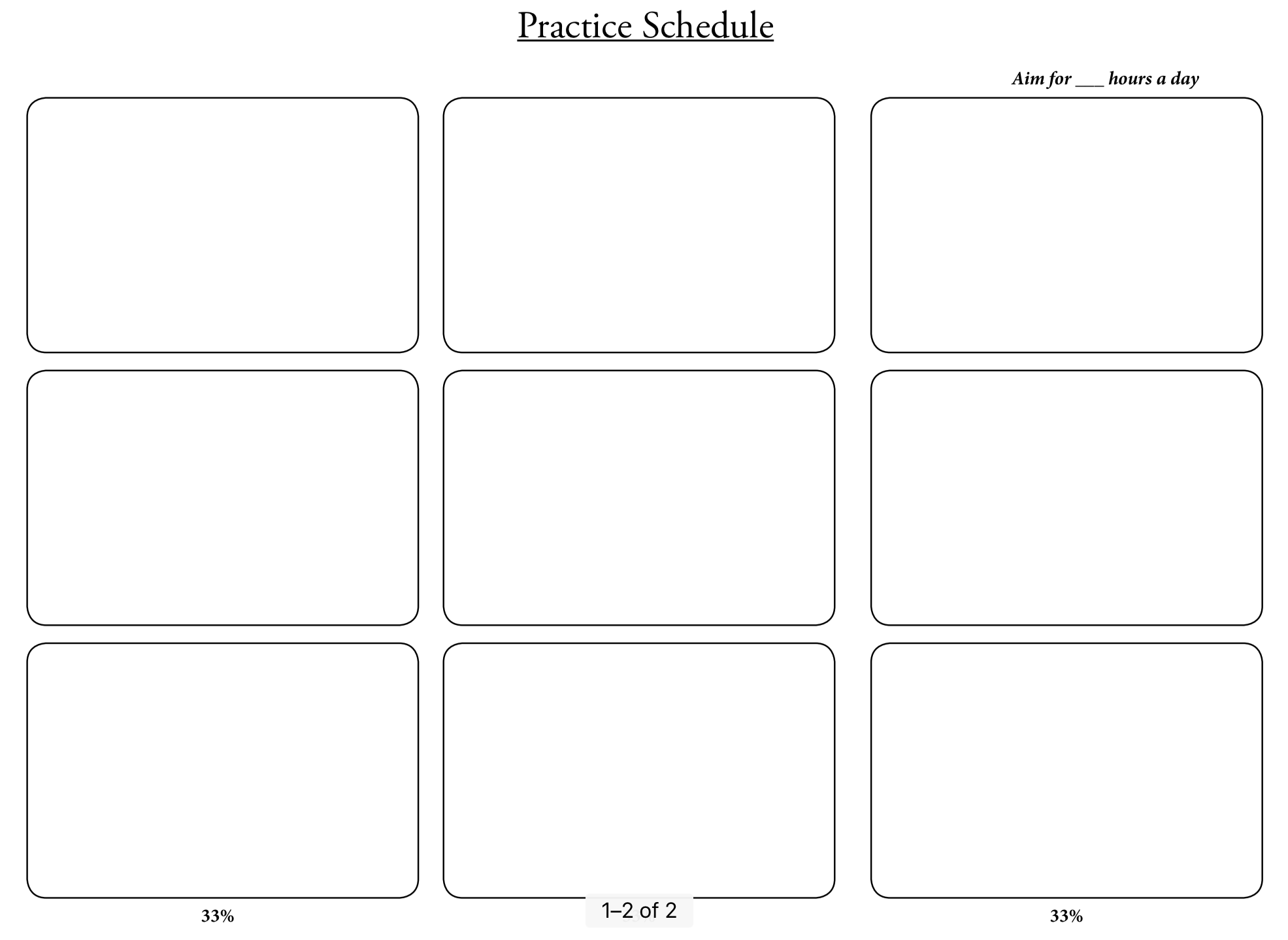 New Year 2019 Practice Schedule Blank