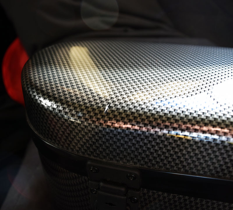 BAM guitar case shell dent 1