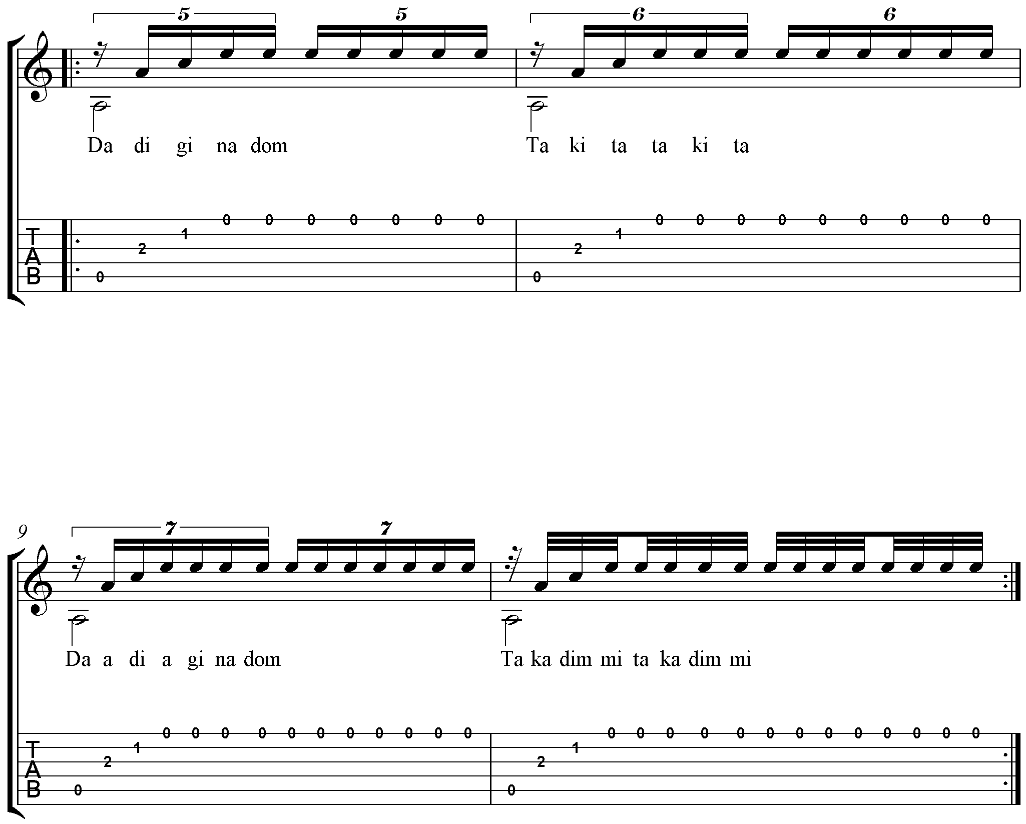 Carcassi No. 2 Tuplet rhythmic patterns