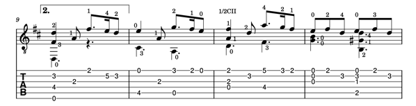 Bar 9-12 haminisation Villancico de Navidad - fingering